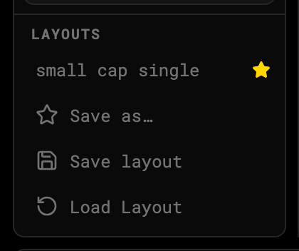 The Layouts block at the bottom of the Window Catalog rail